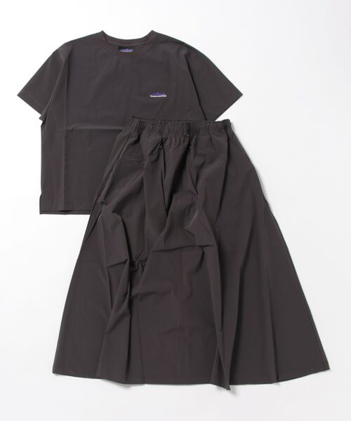 THOUSAND MILE(サウザンドマイル)の「THOUSAND MILE/サウザンドマイル SHORT SLEEVE T-SHIRT & SKIRT SET ショートスリーブシャツ&スカート セットアップ+バッグ(3点セット)(セットアップ・レディース・ブラック/ブルーグレー/チャコール/ベージュ/オリーブ・FREE)」の3枚目の写真