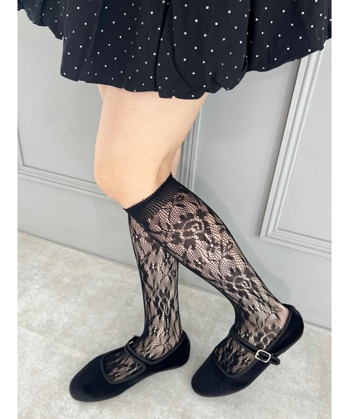 PHILLY（フィリー）の「レースハイソックス（ソックス/靴下・レディース・ホワイト/ブラック・FREE）」の2枚目の写真