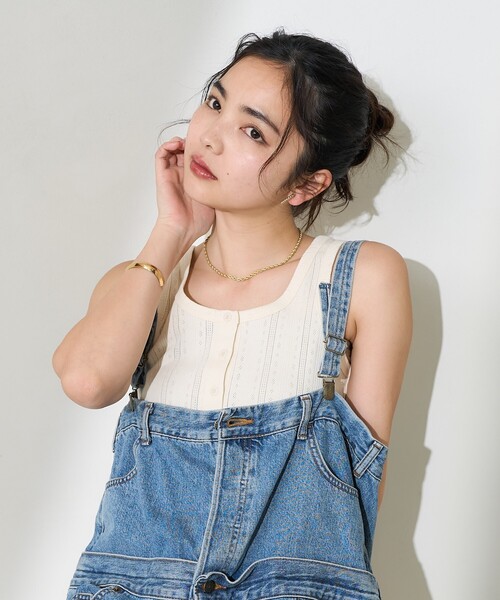 FREAK'S STORE（フリークスストア）の「針抜きフライスヘンリータンクトップ（タンクトップ・レディース・オフホワイト/ピンク/ネイビー/チャコールグレー・ﾌﾘ-）」の7枚目の写真