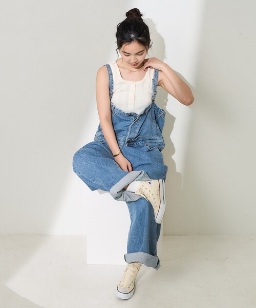 FREAK'S STORE（フリークスストア）の「針抜きフライスヘンリータンクトップ（タンクトップ・レディース・オフホワイト/ピンク/ネイビー/チャコールグレー・ﾌﾘ-）」の9枚目の写真