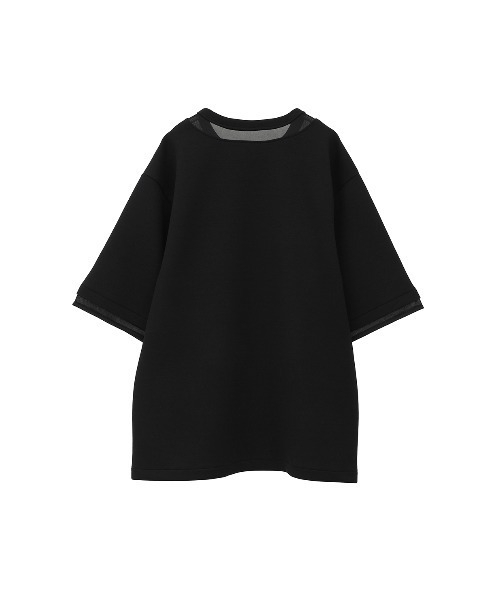 MANOF シースルーレイヤードトップス 黒 マノフ カットソー T