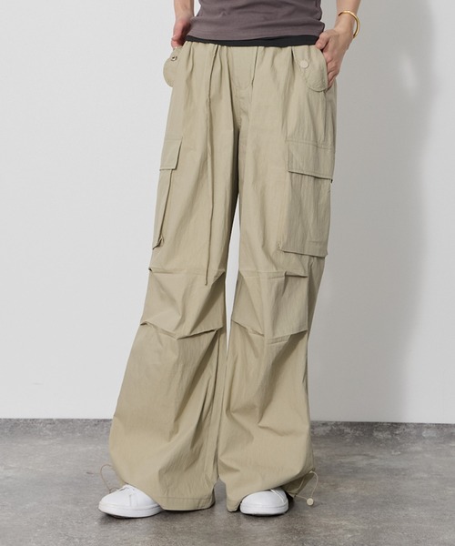 韓国ブランド Curvedカーゴフレアパンツ ベージュ S〜XL cjfj804765.jpg