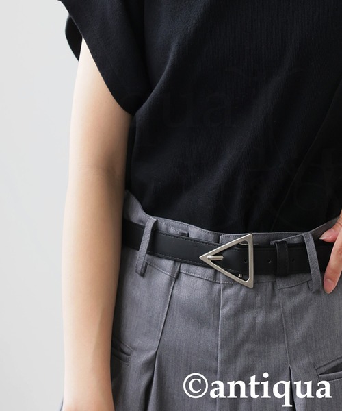 antiqua(アンティカ)の「本革 三角バックルベルト(ベルト・レディース・ゴールド系その他/シルバー×ブラック・フリー)」の14枚目の写真