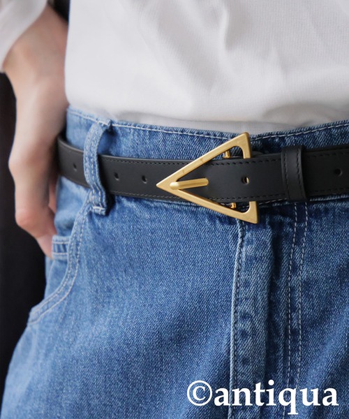antiqua(アンティカ)の「本革 三角バックルベルト(ベルト・レディース・ゴールド系その他/シルバー×ブラック・フリー)」の15枚目の写真