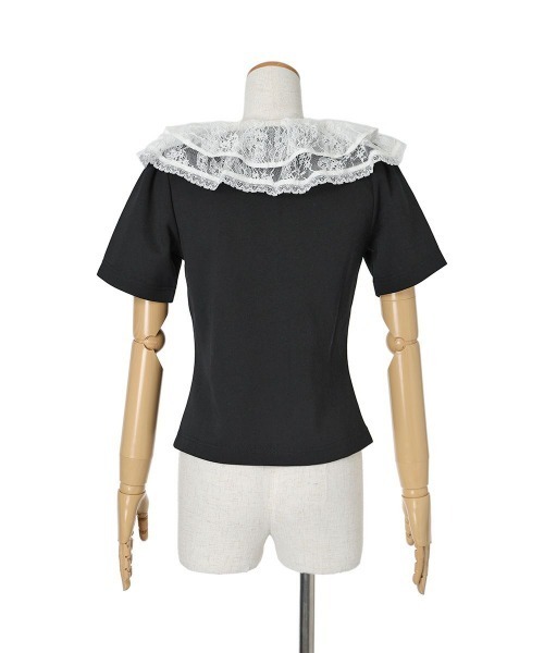 F i.n.t（フィント）の「レースフリル衿カットトップス　夏服【1枚で快適】/ fint　フィント（Tシャツ/カットソー・レディース・ピンクベージュ/ブラック・FREE）」の13枚目の写真