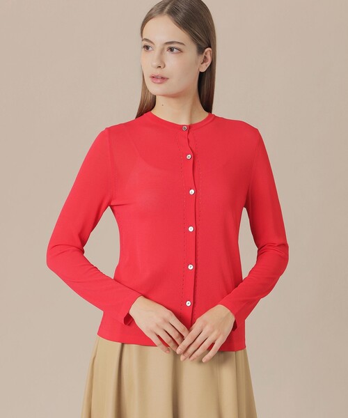 MACKINTOSH LONDON(マッキントッシュ ロンドン)の「クールレーヨンカーディガン(カーディガン/ボレロ・レディース・ネイビー/ホワイト系その他/レッド系その他3/グリーン・38/40)」の1枚目の写真