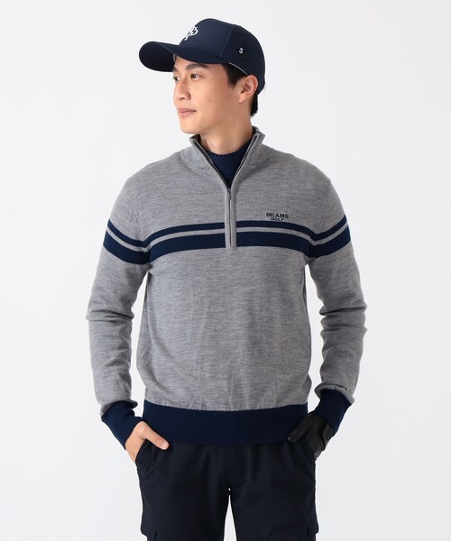 セール】PURPLE LABEL / ハーフジップ ボーダー ニット（ニット