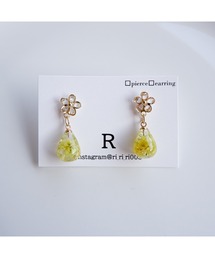 【R】818 ジルコニアフラワー×かすみ草ピアス(MA)