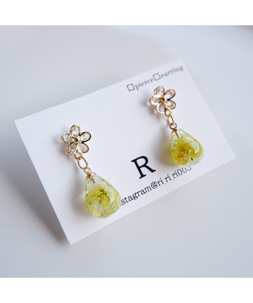 tone（トーン）の「【R】818 ジルコニアフラワー×かすみ草ピアス(MA)（ピアス（両耳用）・レディース・グリーン・FREE）」の3枚目の写真