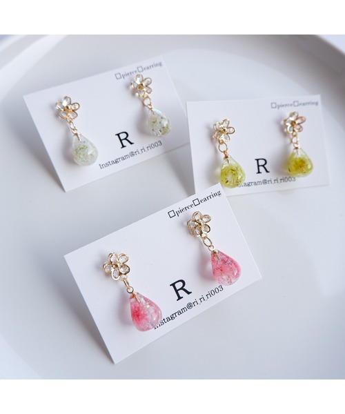 tone（トーン）の「【R】818 ジルコニアフラワー×かすみ草ピアス(MA)（ピアス（両耳用）・レディース・グリーン・FREE）」の5枚目の写真
