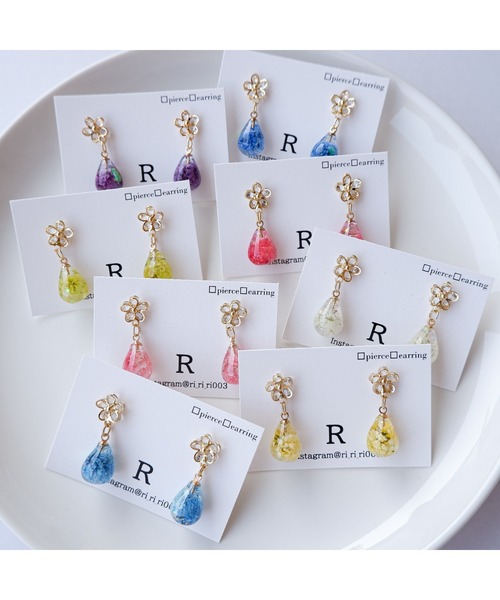 tone（トーン）の「【R】818 ジルコニアフラワー×かすみ草ピアス(MA)（ピアス（両耳用）・レディース・グリーン・FREE）」の9枚目の写真