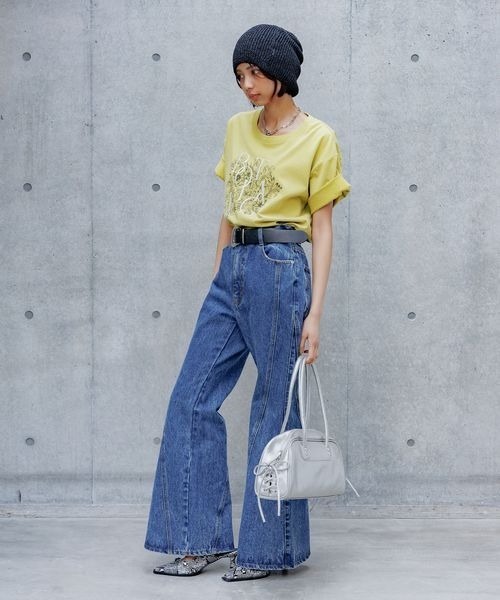 PAGEBOY（ページボーイ）の「ボタニカルシシュウＴシャツ（Tシャツ/カットソー・レディース・チャコールグレー/グリーン系その他4/ベージュ系その他・FREE）」の17枚目の写真