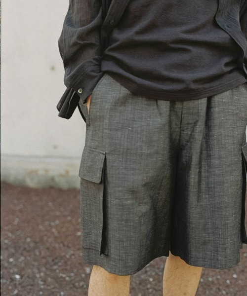【山下】LIDNM LINEN WOOL PINHEADショーツ LINEN WOOL PINHEAD SHORTS(その他パンツ)|LIDNM(リドム)の