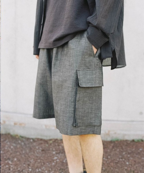 【美品】LIDNM LINEN WOOL PINHEAD SHORTS Lサイズ LINEN WOOL PINHEAD SHORTS（その他パンツ）｜LIDNM（リドム）の