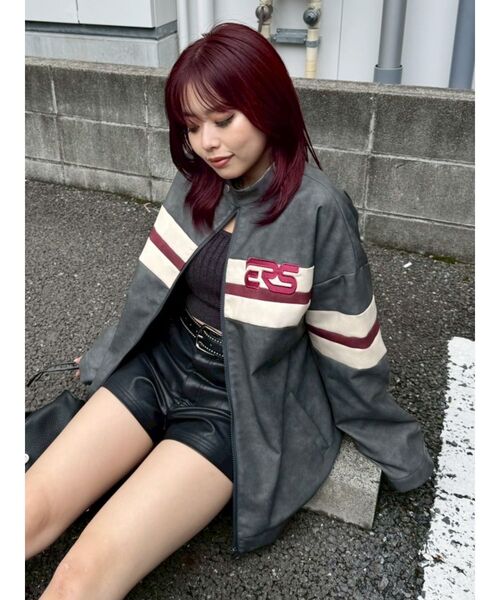 新品未使用✨エヴリス 　【WEB限定】カラーボアブルゾン　グリーン　ライダース 新品未使用✨エヴリス 【WEB限定】カラーボアブルゾン グリーン