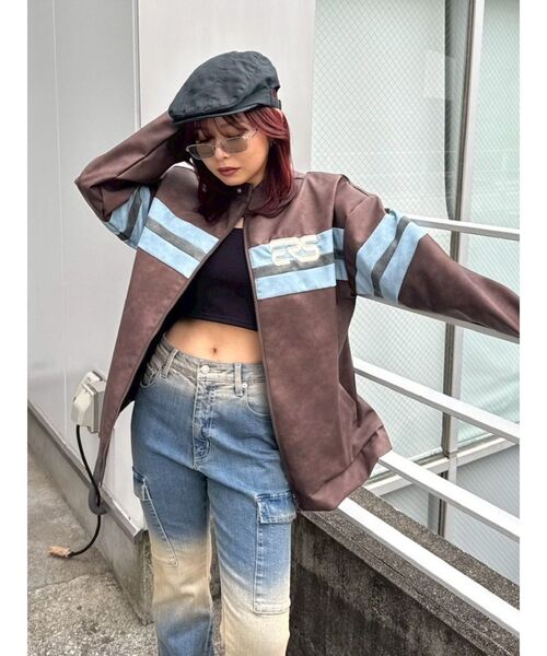 blackup EMODA ブルゾン EVRIS EMODA リブカラーフリースブルゾン（グリーン） -ファッション