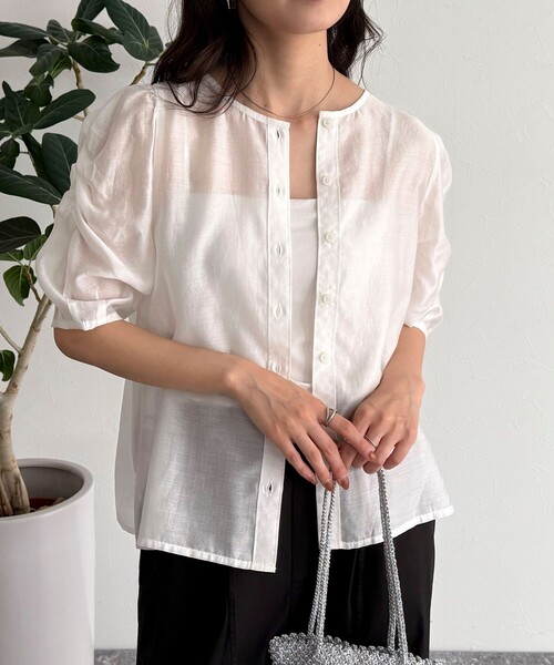 fredy emue（フレディエミュ）の「2WAYシアー袖ボリュームブラウス（シャツ/ブラウス・レディース・ブラック/オフホワイト/ベージュ/イエロー・38）」の22枚目の写真