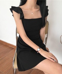 サスペンダー タイトドレス ロングワンピ フライングスリーブ ワンピース サスペンダー」に該当するワンピース/ドレス(袖なし