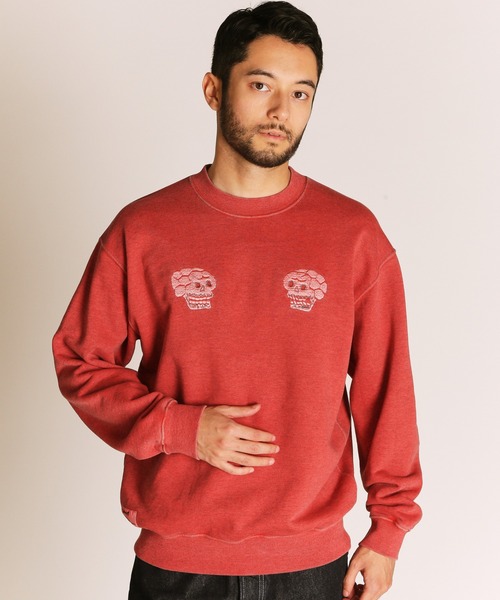 schott(ショット)の「Schott/ショット/PIGMENT SKULL AND SNAKE CREW SWEAT/ピグメント スカル アンド スネーク クルースウェット(スウェット・メンズ・レッド/ブルーグレー/ブラック・2XL/XL/L/M)」の13枚目の写真