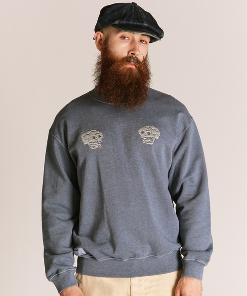 schott(ショット)の「Schott/ショット/PIGMENT SKULL AND SNAKE CREW SWEAT/ピグメント スカル アンド スネーク クルースウェット(スウェット・メンズ・レッド/ブルーグレー/ブラック・2XL/XL/L/M)」の11枚目の写真