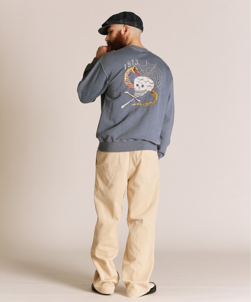 schott(ショット)の「Schott/ショット/PIGMENT SKULL AND SNAKE CREW SWEAT/ピグメント スカル アンド スネーク クルースウェット(スウェット・メンズ・レッド/ブルーグレー/ブラック・2XL/XL/L/M)」の22枚目の写真