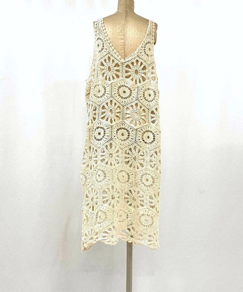 Q（キュー）の「クロシェレースワンピース（ワンピース・レディース・アイボリー/ブラック・MEDIUM）」の5枚目の写真