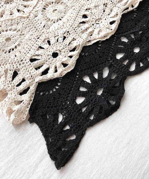 Q（キュー）の「クロシェレースワンピース（ワンピース・レディース・アイボリー/ブラック・MEDIUM）」の7枚目の写真