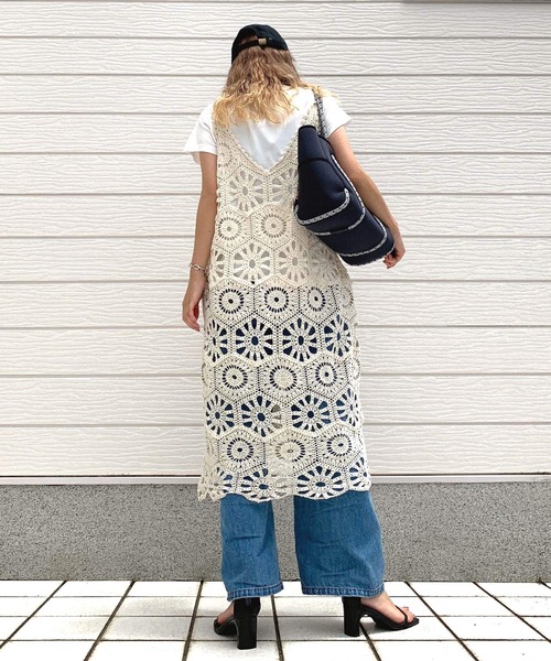 Q（キュー）の「クロシェレースワンピース（ワンピース・レディース・アイボリー/ブラック・MEDIUM）」の13枚目の写真