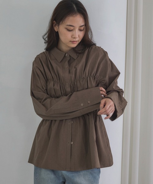 feepur（フェピュール）の「シャーリングアソートオーバーシャツ（シャツ/ブラウス・レディース・ブラウン/ブルー/グレー・MEDIUM）」の14枚目の写真