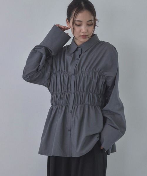 feepur（フェピュール）の「シャーリングアソートオーバーシャツ（シャツ/ブラウス・レディース・ブラウン/ブルー/グレー・MEDIUM）」の7枚目の写真