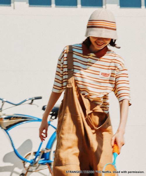 niko and...（ニコアンド）の「【STRANGER THINGS】コラボ レトロボーダーポロシャツ（ポロシャツ・レディース・イエロー/オフホワイト/ライトブルー・LARGE/MEDIUM）」の13枚目の写真