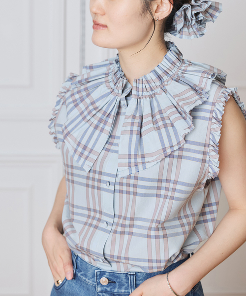 IENA イエナ　LA BOUCLE フリルプリーツブラウス IENA LA BOUCLE コットンフリルブラウス（シャツ/ブラウス