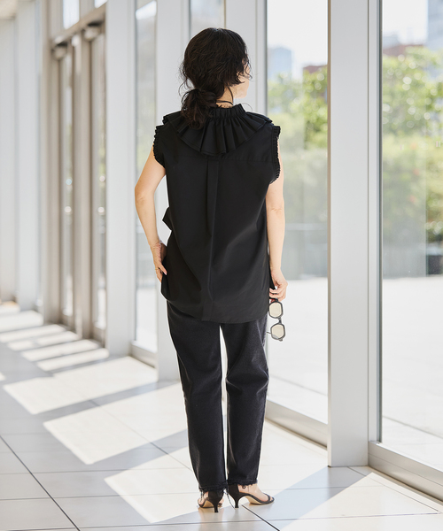 IENA LA BOUCLE フリルブラウス IENA LA BOUCLE メッシュフリルプルオーバー（シャツ/ブラウス