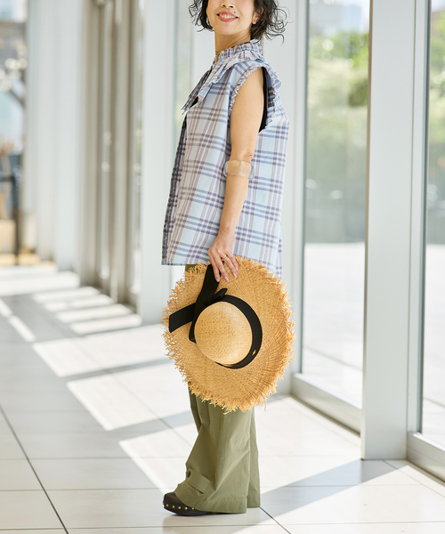 IENA LA BOUCLE（イエナラブークル）の「IENA LA BOUCLE C/Pポプリンフリルカラーシャツ（シャツ/ブラウス・レディース・ブラック/ブルー系その他・FREE）」の12枚目の写真