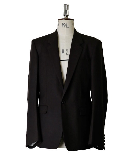 JOHN LAWRENCE SULLIVAN(ジョンローレンスサリバン)の「JOHN LAWRENCE SULLIVAN WOOL BARATHEA MASSIVE ROUNDED SLEEVE SINGLE BREASTED JACKET (1B005-0125-07)(テーラードジャケット・メンズ・ブラック/ブラウン・46)」の2枚目の写真