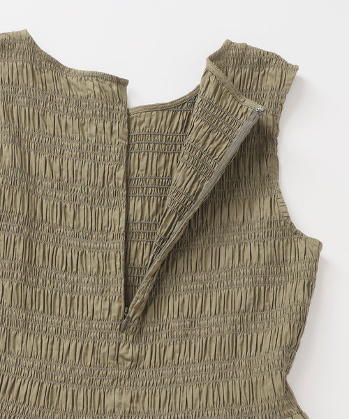 コットンシャーリングノースリーブワンピース 　カーキ セール】コットンシャーリングノースリーブワンピース