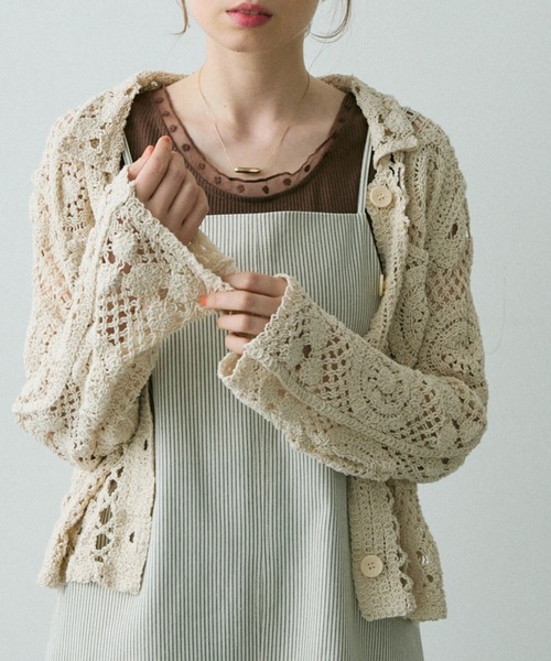 Crisp（クリスプ）の「フラワーチュールリブタンク（タンクトップ・レディース・アイボリー/グレイッシュベージュ/ブラウン・FREE）」の6枚目の写真