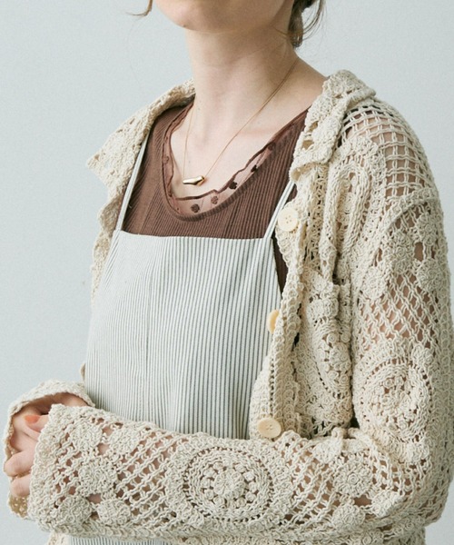 Crisp（クリスプ）の「フラワーチュールリブタンク（タンクトップ・レディース・アイボリー/グレイッシュベージュ/ブラウン・FREE）」の7枚目の写真