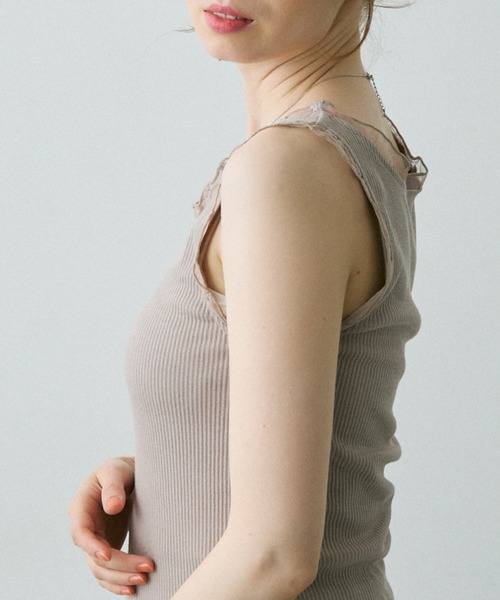 Crisp（クリスプ）の「フラワーチュールリブタンク（タンクトップ・レディース・アイボリー/グレイッシュベージュ/ブラウン・FREE）」の13枚目の写真