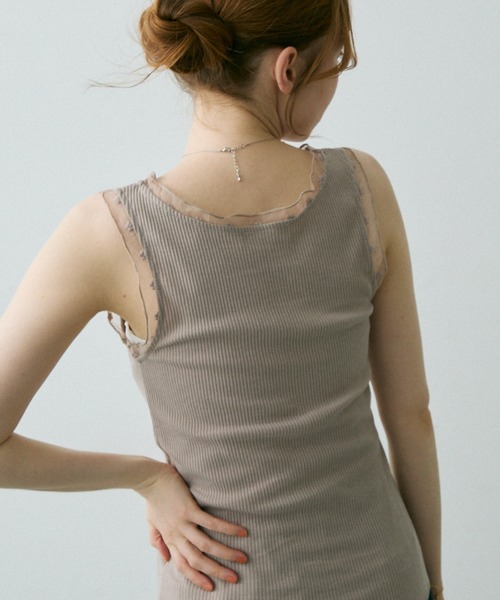 Crisp（クリスプ）の「フラワーチュールリブタンク（タンクトップ・レディース・アイボリー/グレイッシュベージュ/ブラウン・FREE）」の14枚目の写真