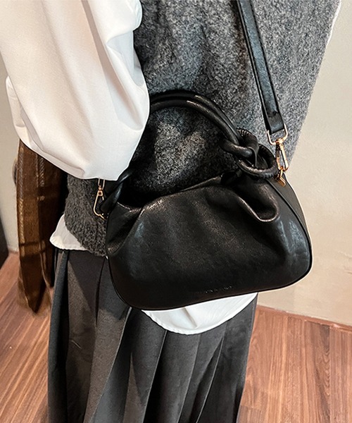 Lace Ladies(レースレディース)の「レザー調 2WAY クラシカル ラウンド ハンドバッグ(ハンドバッグ・レディース・ブラック/ブラウン・FREE)」の21枚目の写真