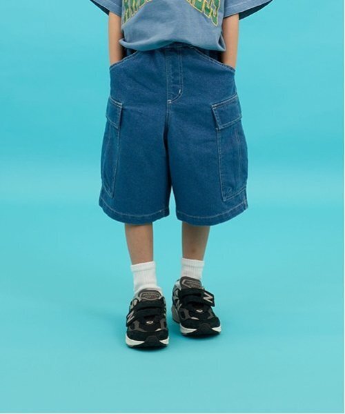 GLAZOS（グラソス）の「【SKIT0LY】冷感デニム・ハーフカーゴパンツ（デニムパンツ・キッズ・ダークブルー/ライトブルー・110cm/120cm/130cm/140cm/100cm）」の2枚目の写真