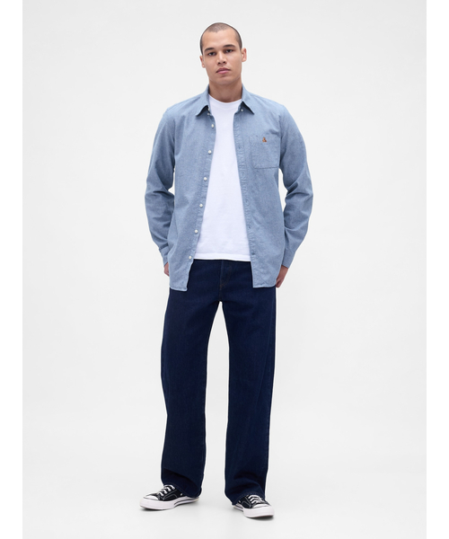 GAP（ギャップ）の「オックスフォードシャツ（シャツ/ブラウス・メンズ・ブルー/ブラウン/ベージュ/パープル・XS/S/M/L/XL）」の7枚目の写真