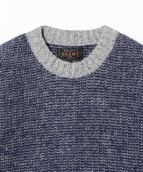 BEAMS PLUS（ビームスプラス）の「インレイ クルーネック ニット（ニット/セーター・メンズ・ブルー/ベージュ・S/M/L/XL）」の9枚目の写真