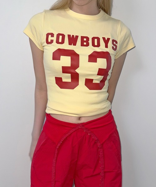 MEMECLE(メメクル)の「【 MEMECLE / メメクル 】33 プリントロゴ COWBOYS ぴちTシャツ(Tシャツ/カットソー・レディース・ピンク/ホワイト/レッド/イエロー/ネイビー・FREE)」の15枚目の写真