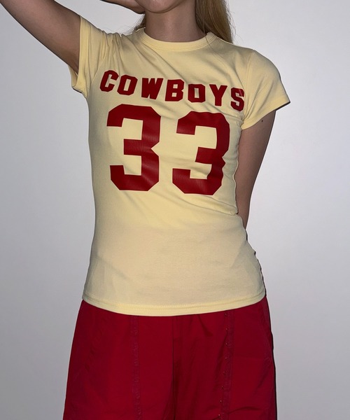 MEMECLE(メメクル)の「【 MEMECLE / メメクル 】33 プリントロゴ COWBOYS ぴちTシャツ(Tシャツ/カットソー・レディース・ピンク/ホワイト/レッド/イエロー/ネイビー・FREE)」の17枚目の写真