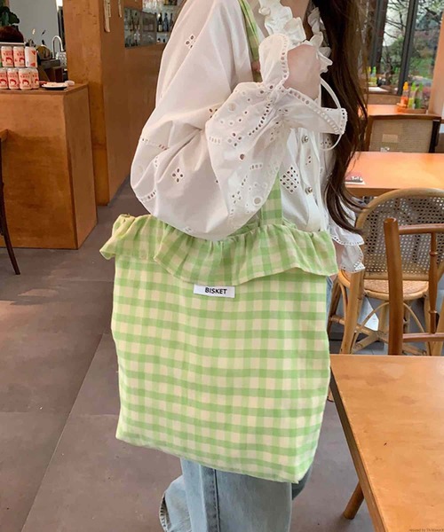 TONE SELECT GOODS(トーンセレクトグッズ)の「Liaa/花柄 ギンガムチェック フリル トートバッグ A18682(トートバッグ・レディース・その他2/その他1/その他6/その他4/その他5/その他3・FREE)」の10枚目の写真