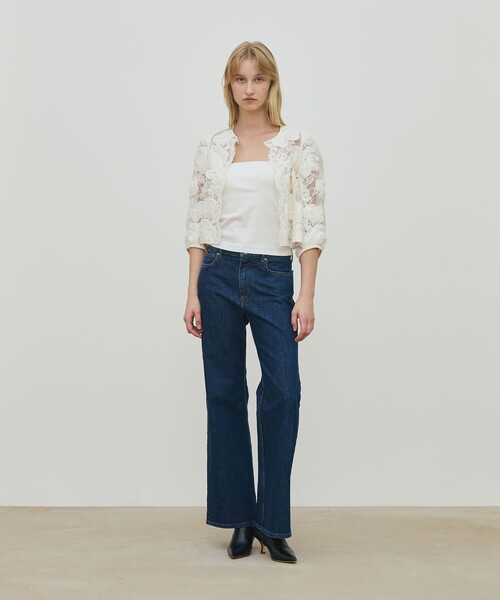 DES PRES（デ・プレ）の「コンパクトストレッチデニム セミフレアパンツ（デニムパンツ・レディース・ライトブルー・32/34/36）」の2枚目の写真