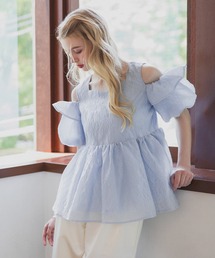 美品　メラキ　meraki ブルー ティアード　ペプラム　 トップス Meraki｜メラキのトップス（ブルー・ネイビー/青色系）通販