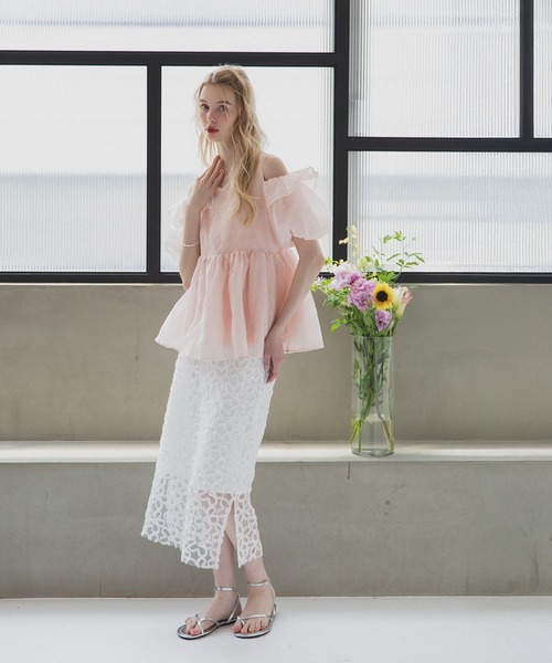 MERAKI（メラキ）の「オフショルパフスブラウス（シャツ/ブラウス・レディース・ピンク/ホワイト/ブルー・FREE）」の6枚目の写真